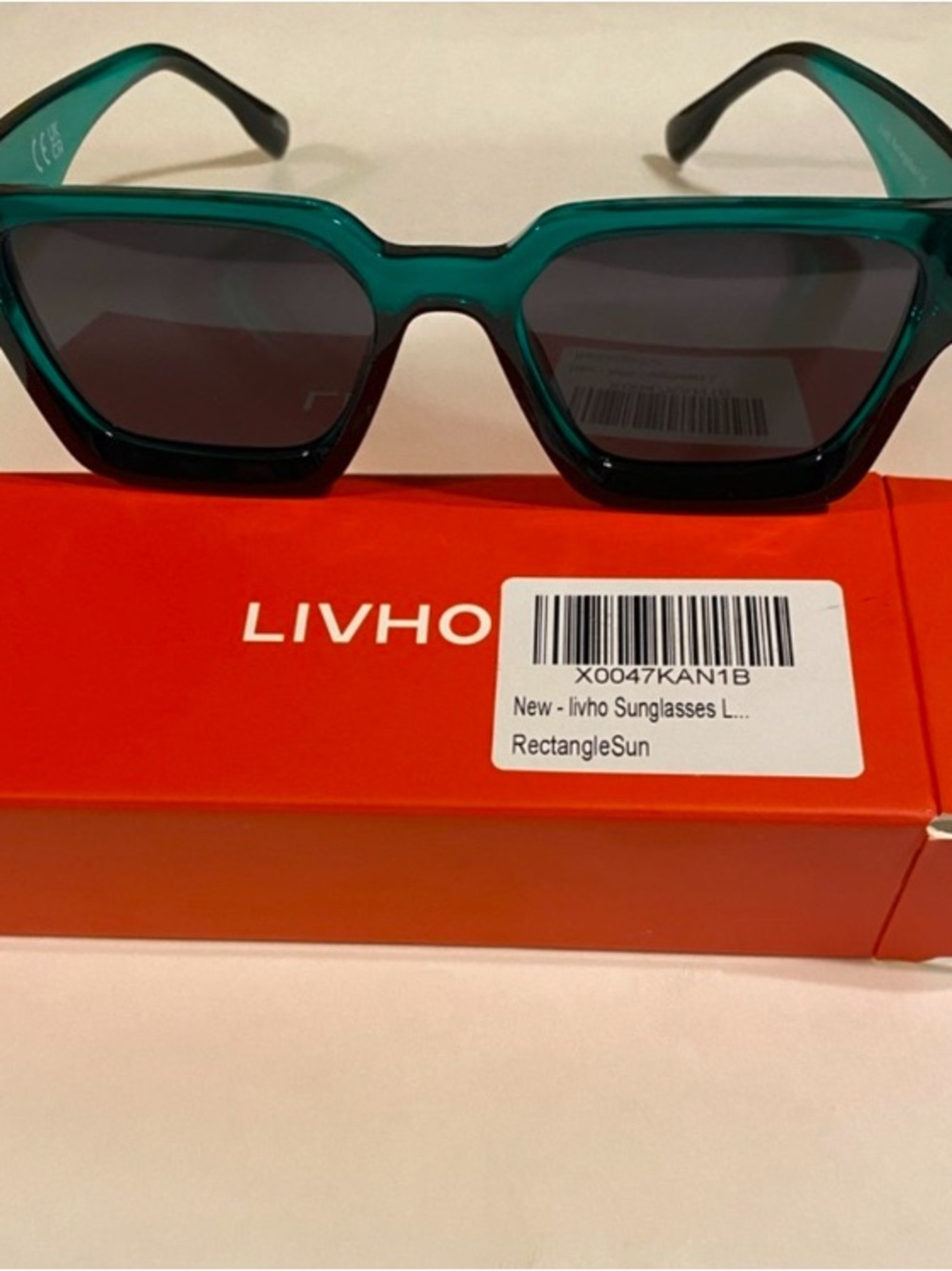 $8-LIVHO Teal Rectangle Sunglasses